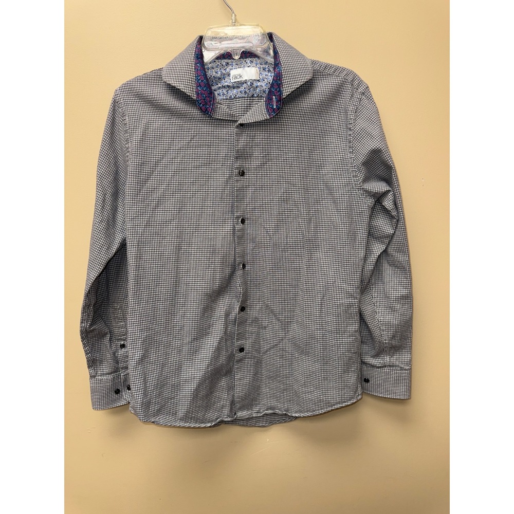 Nordstrom Rack Men Trim Fit Micro Check Button Down Shirt Floral Trim 15.5 32/33
